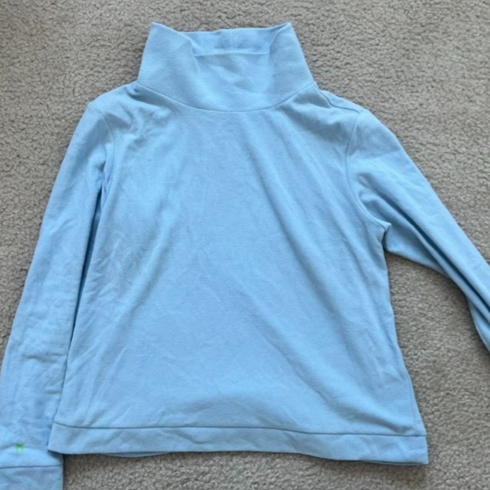 Dudley Stephens ark Slope Turtleneck in Terry Fleece (Ice Blue)